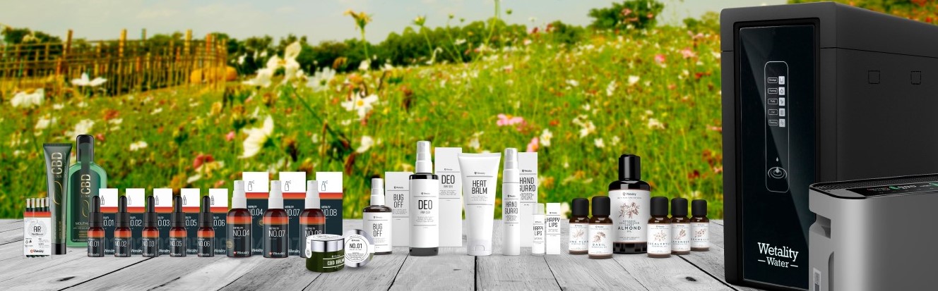 Billede med alle Wetality produkter